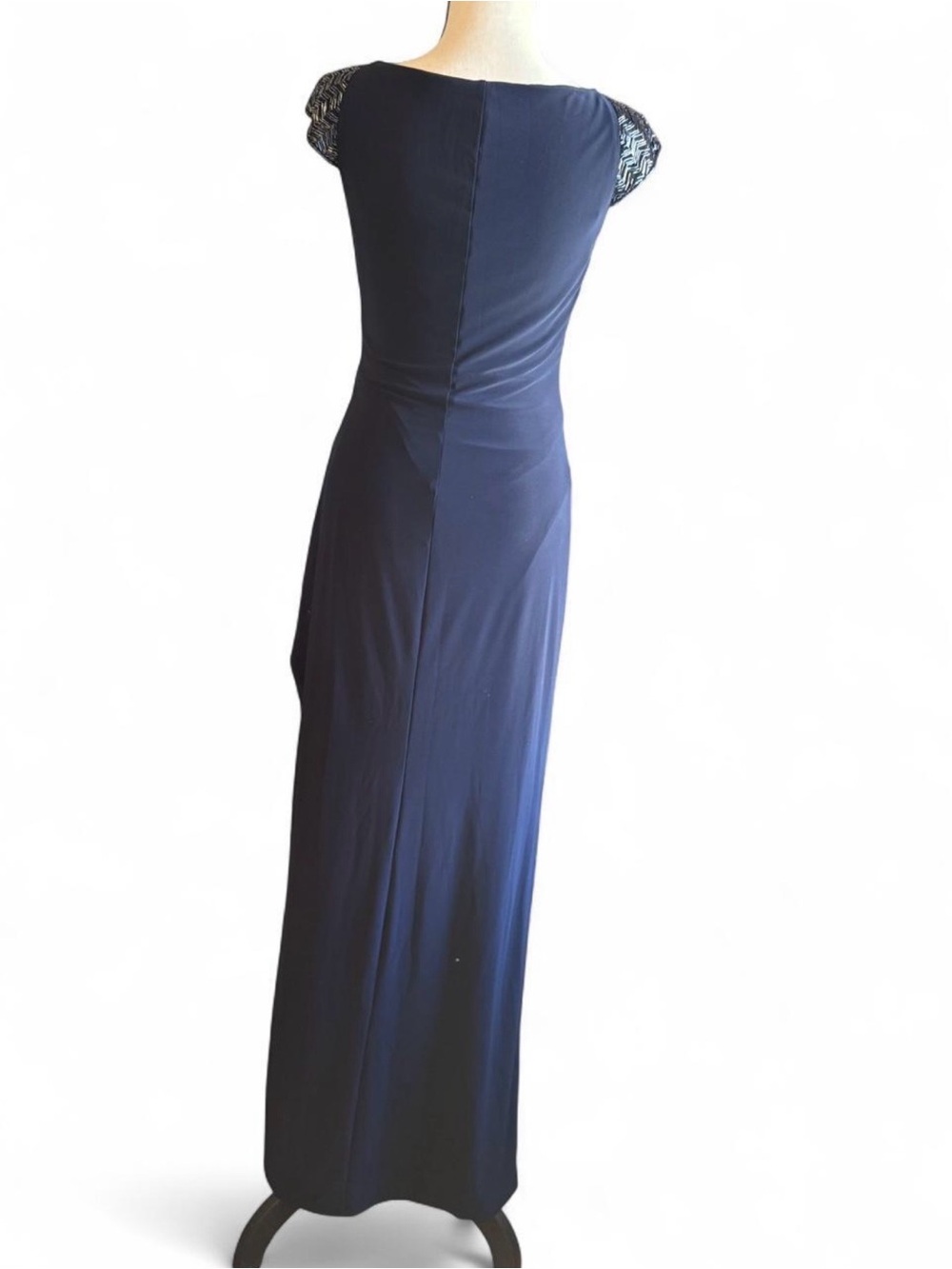 Lauren Ralph Lauren Navy Maxi Dress with Embellished Cap Sleeves - Picture 5 of 10
